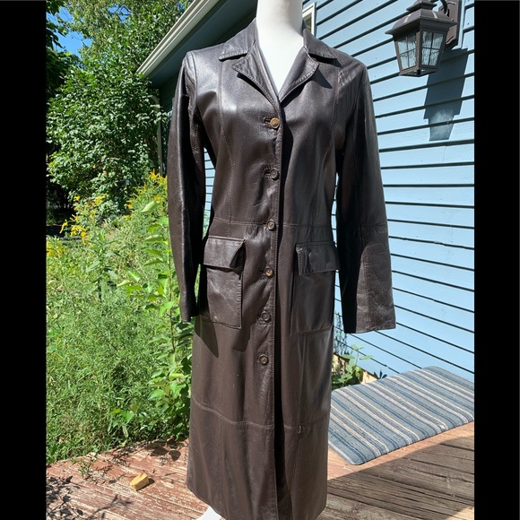 None Jackets & Blazers - Vintage long genuine leather jacket, no tags